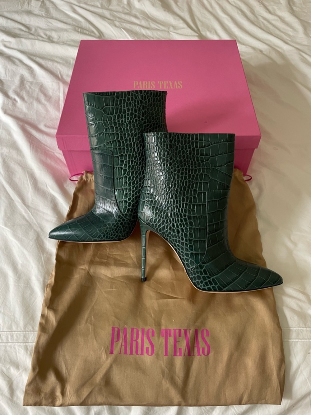Paris Texas Green Croc Bootie